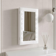White LED Jewellery Cabinet Wall Mounted Mirror Storage Organizer