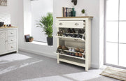 Foldable 2 Door 1 Drawer Shoe Cabinet with Oak Top 78x24x108 cm