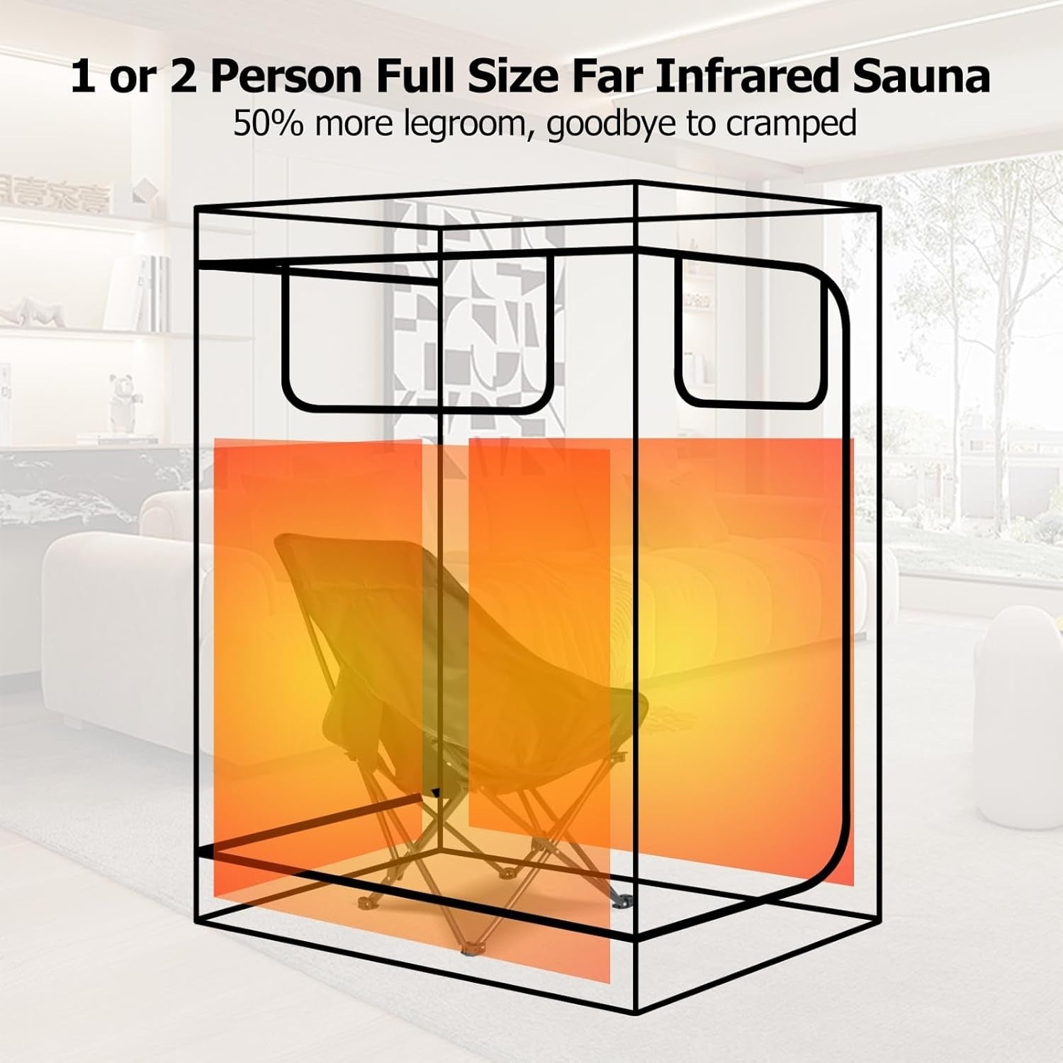 Portable Infrared Sauna Tent for 1-2 Person – Home Spa w/ Folding Chair & LED