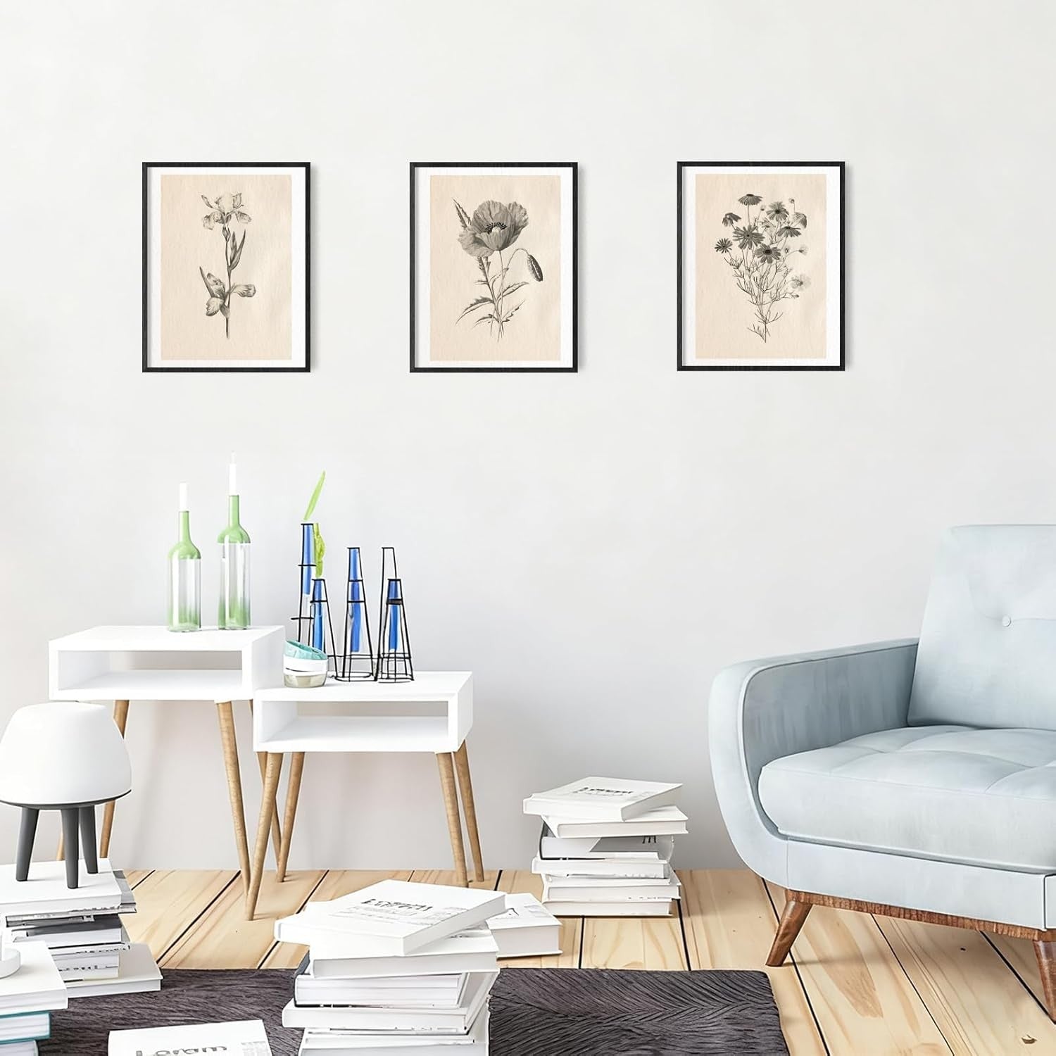 Vintage Botanical Wall Art Prints Set 6pc 8x10in Unframed