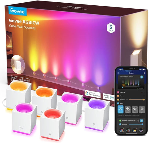 Color-Changing RGBIC LED Wall Light with Alexa, Adjustable Cables & Music Sync