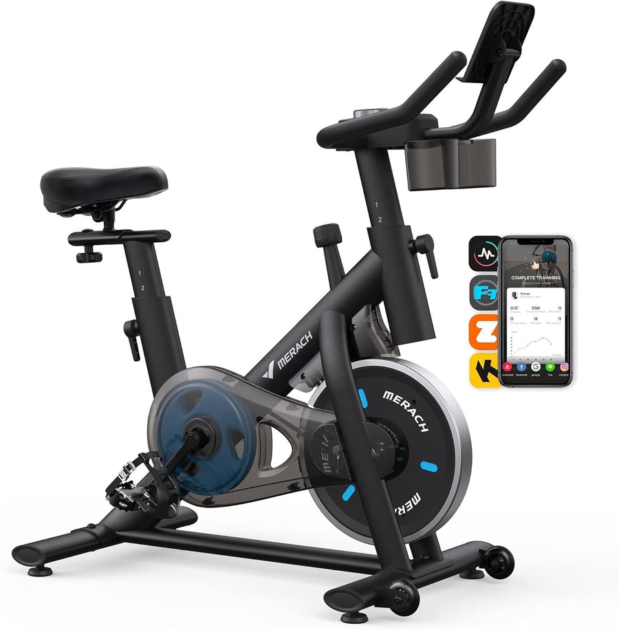 Quiet Magnetic Exercise Bike w/ LED Display, APP Sync, Silent Belt Drive 300lb