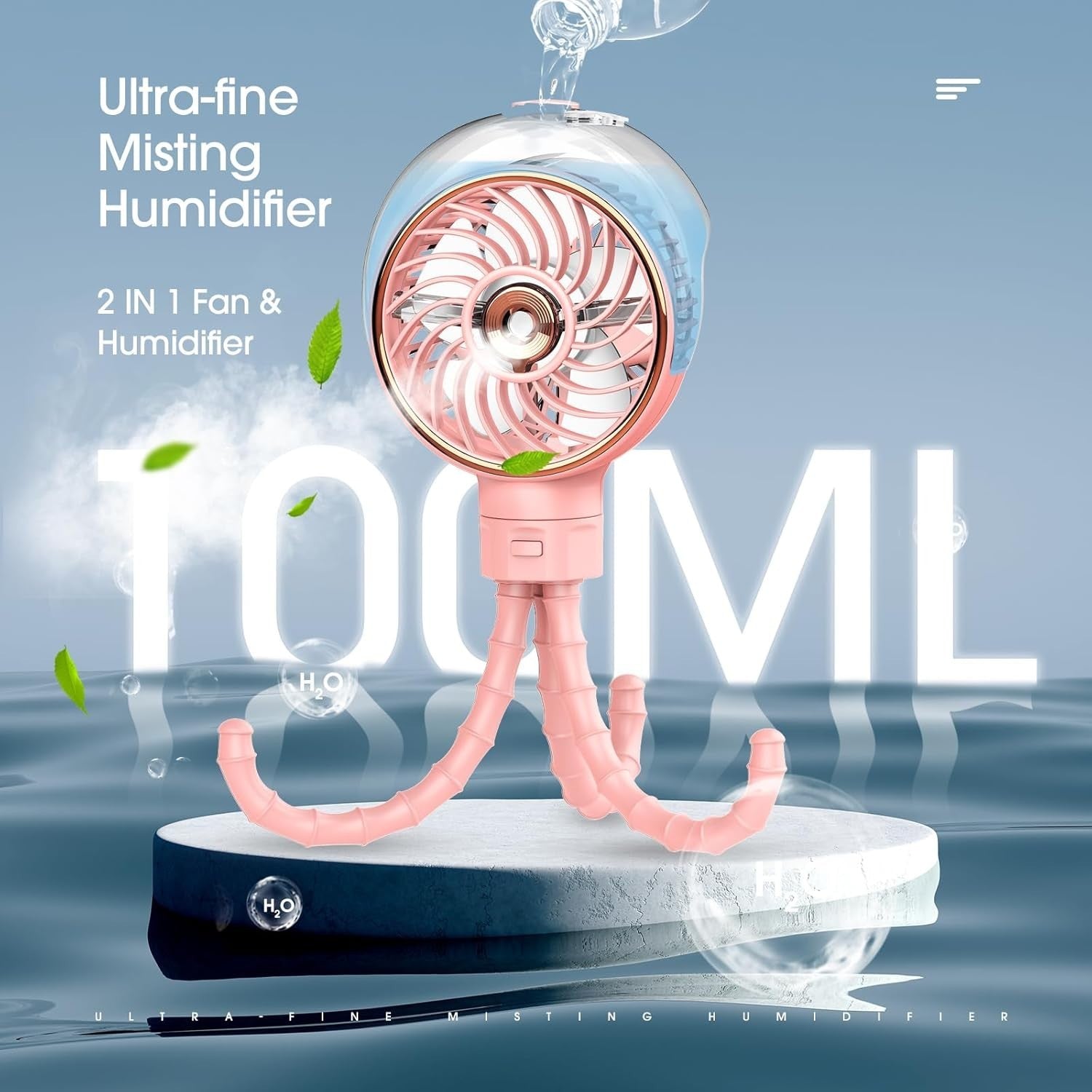 Stroller Clip Fan – Portable 5000mAh Rechargeable Misting Fan w/ Tripod & Clip