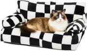 Fluffy Cat Sofa Bed Plush Pet Couch Removable Washable Cover Black