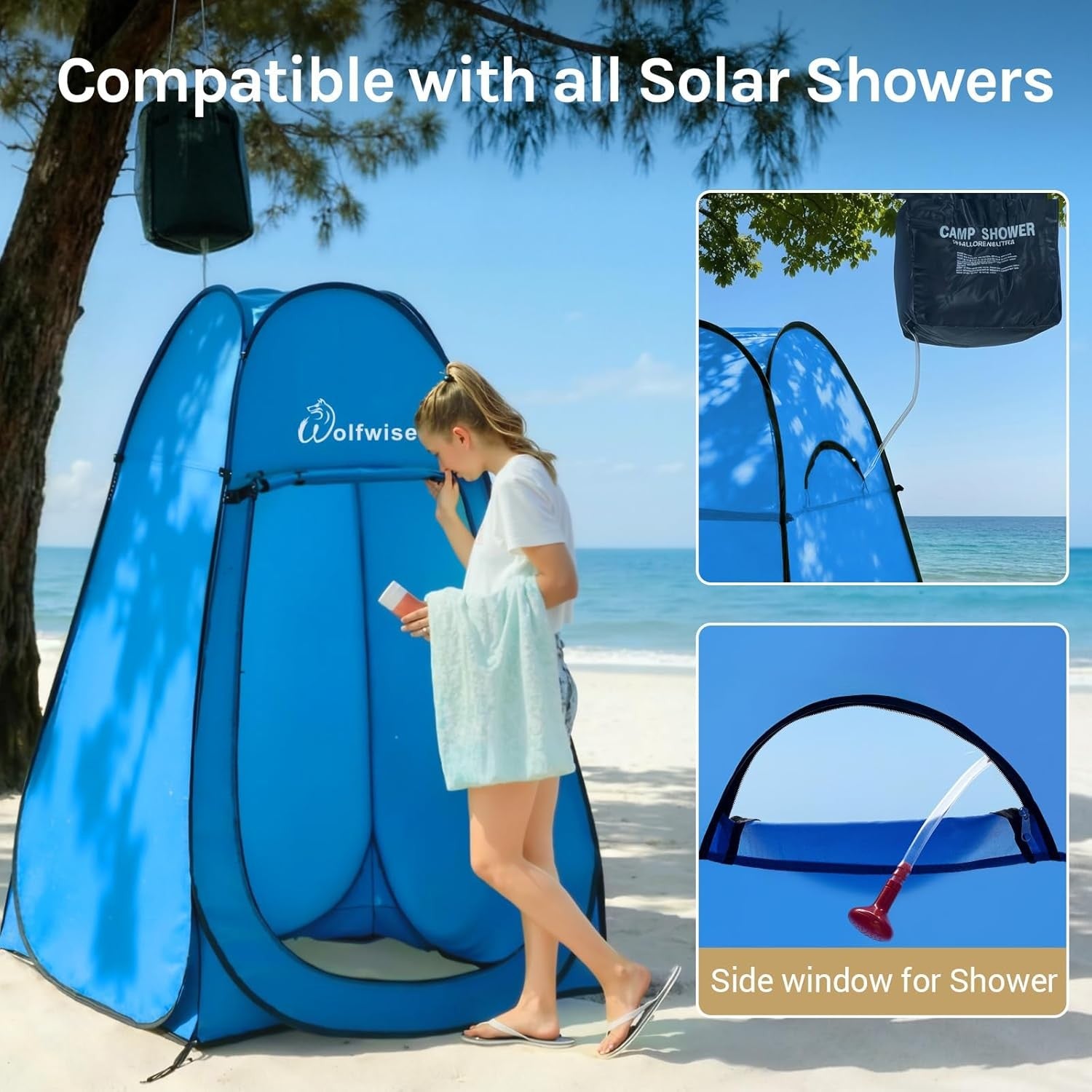 Pop Up Camping Shower Toilet Tent Blue Privacy Shelter