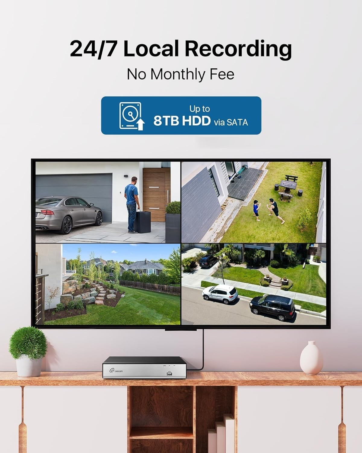1080P CCTV Camera System 8CH DVR 4 Cameras AI Detection Night Vision