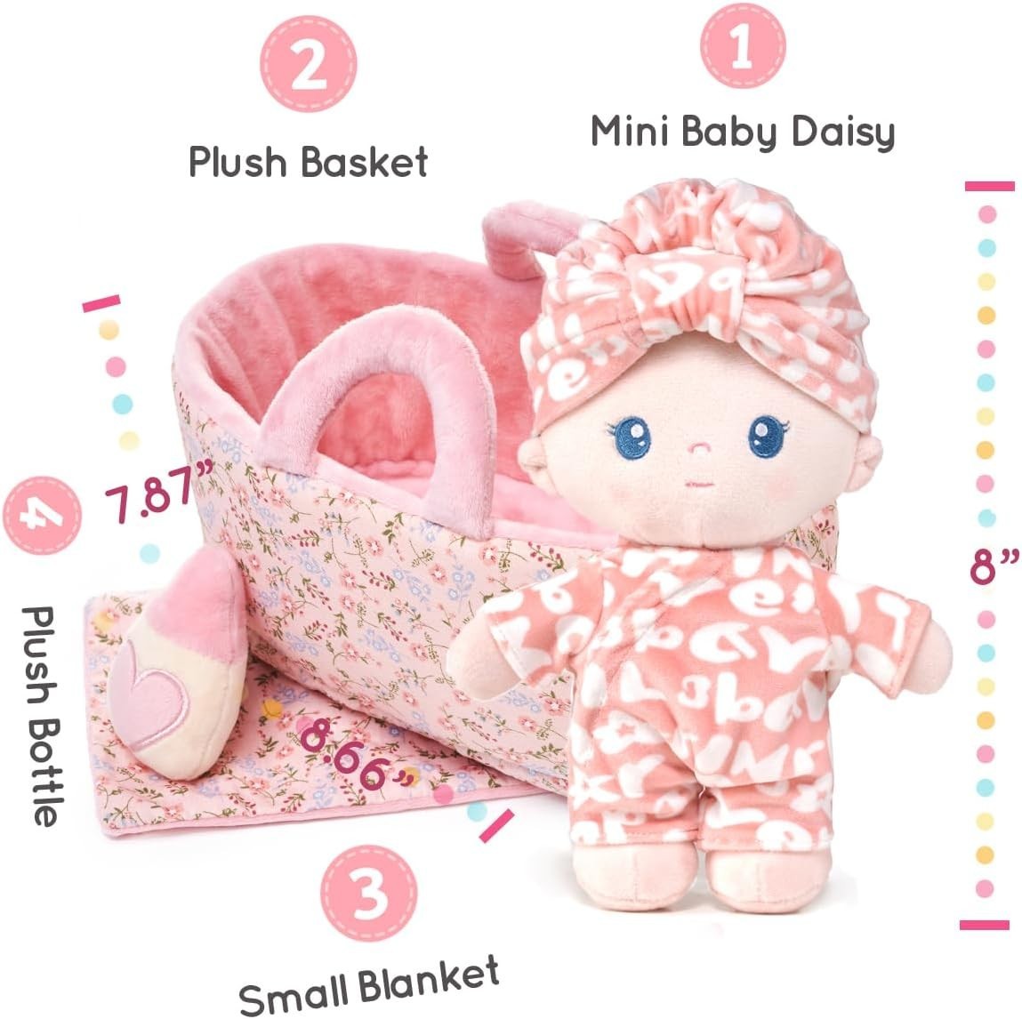 Soft Plush Baby Doll 9in First Cuddle Sleeping Rag Toy Gift Set