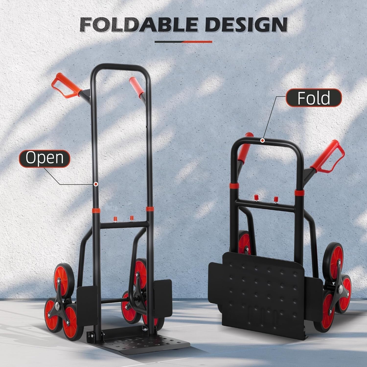 Stair Climbing Hand Truck 120kg Foldable Heavy Duty Steel Trolley