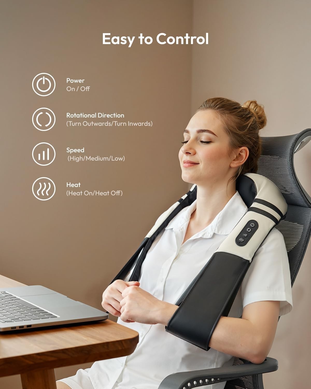Shiatsu Neck Massager with Heat Deep Tissue 3D Kneading Shoulder Back