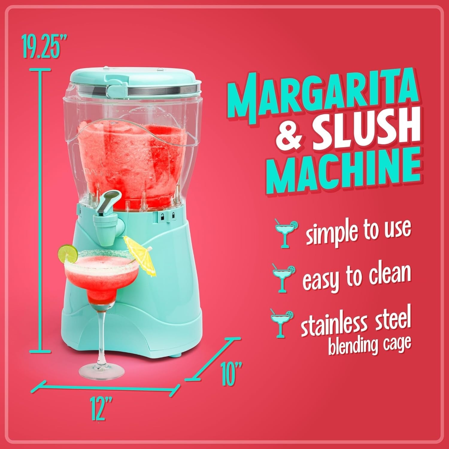 3.7L Slushy Maker Frozen Drink Margarita Machine Stainless Steel Blender