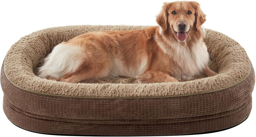 XL Orthopedic Dog Bed 107x81x19cm Memory Foam Washable Brown