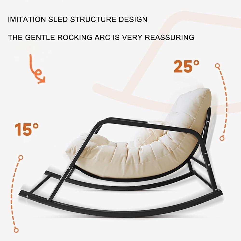 Indoor Outdoor Rocking Chair Padded Seat Recliner Extra Wide Cozy Relax