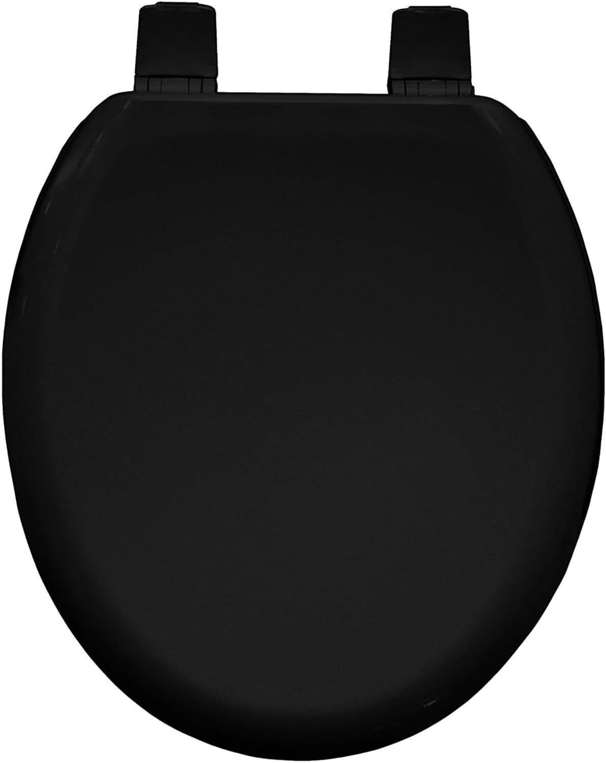 Chicago Black Wooden Toilet Seat Oval Easy Clean Adjustable Plastic Hinges