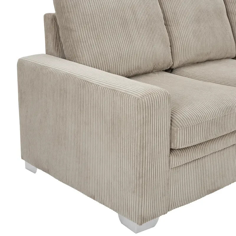 Right Hand Corner Sofa with Chaise Mocha Jumbo Cord 4 Seater UK Lounge