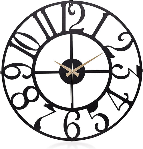 50cm Large Metal Wall Clock Modern Silent Quartz Open Face Round Home Decor