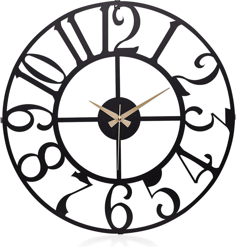 50cm Large Metal Wall Clock Modern Silent Quartz Open Face Round Home Decor