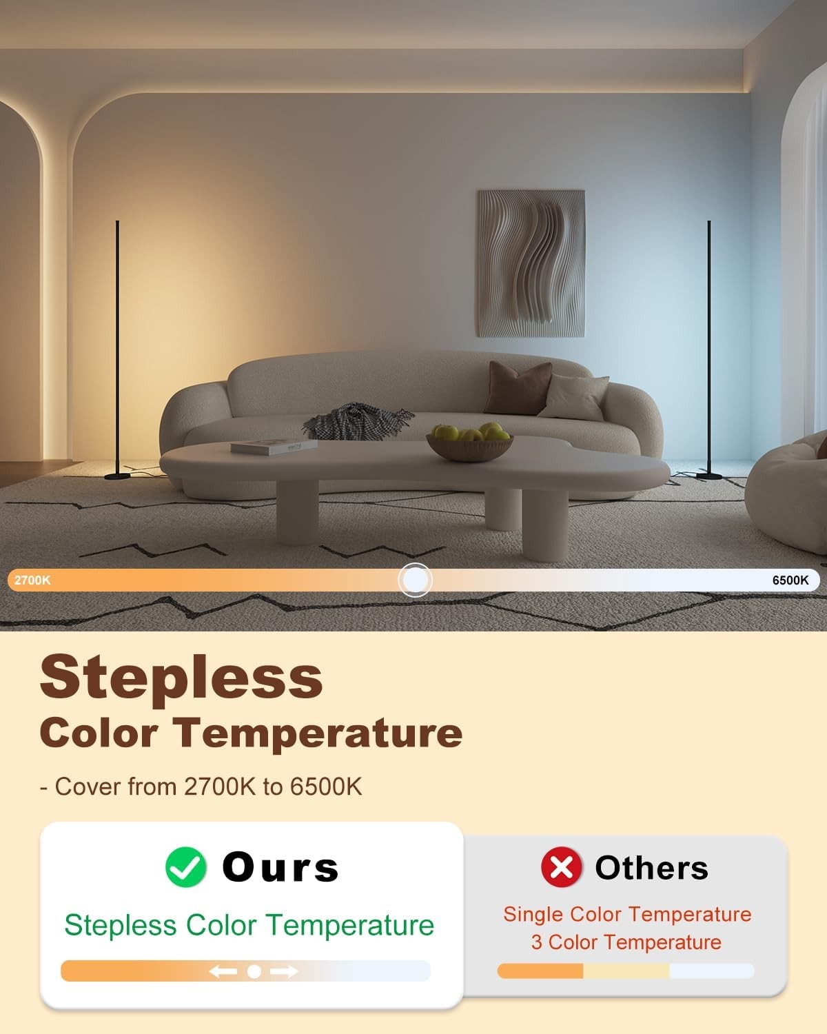 Minimalist Corner Floor Lamp LED Dimmable Remote Standing Light Black