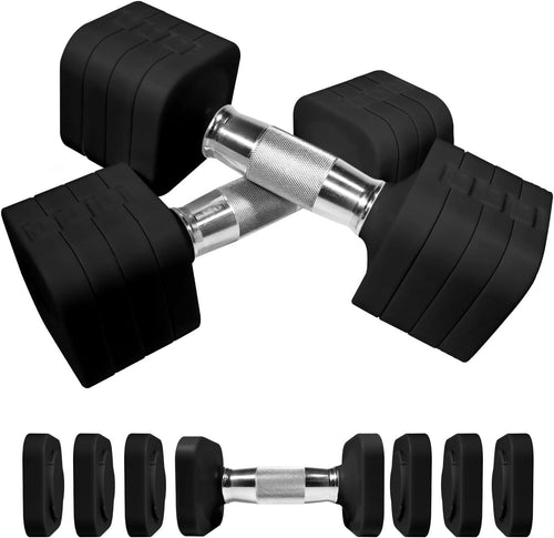 4-in-1 Adjustable Dumbbell Set Pair 2–10kg Square Non-Slip Home Gym Weights