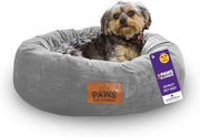 Small Calming Donut Dog Bed 55cm Washable Non Slip Grey