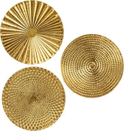 Set of 3 Gold Metal Wall Sculptures Boho Home Decor 30cm black
