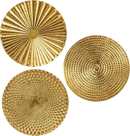 Set of 3 Gold Metal Wall Sculptures Boho Home Decor 30cm black