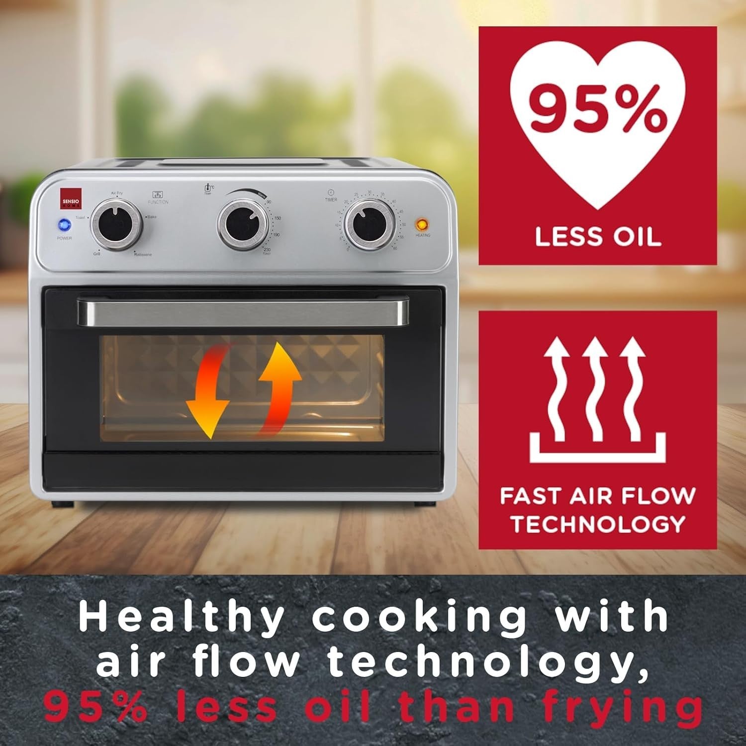 21L Air Fryer Oven with Rotisserie | Oil-Free Cooking | 1800W | Bake Broil Toast
