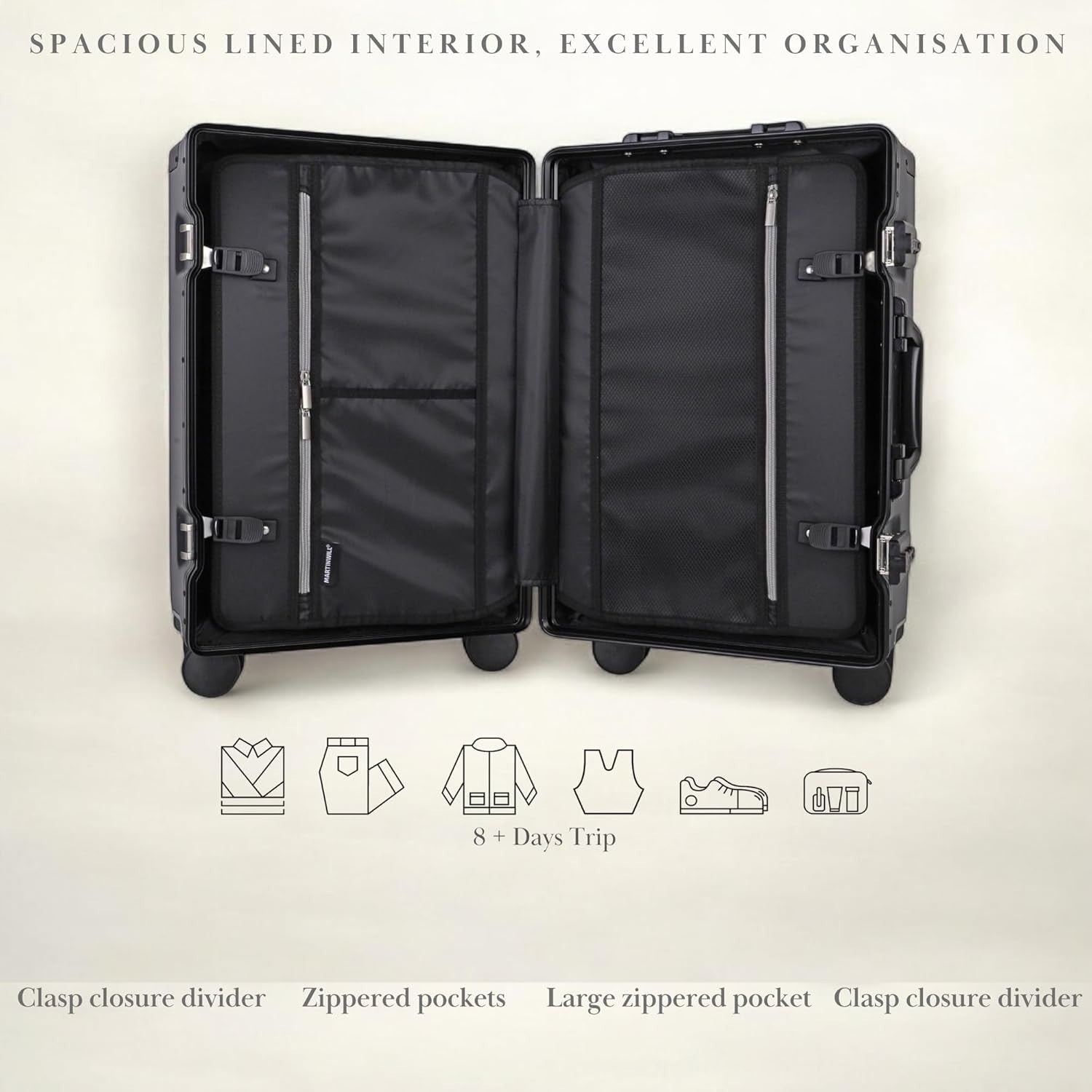 28 Inch Zipperless Polycarbonate Suitcase Dual TSA Locks Silent Spinner