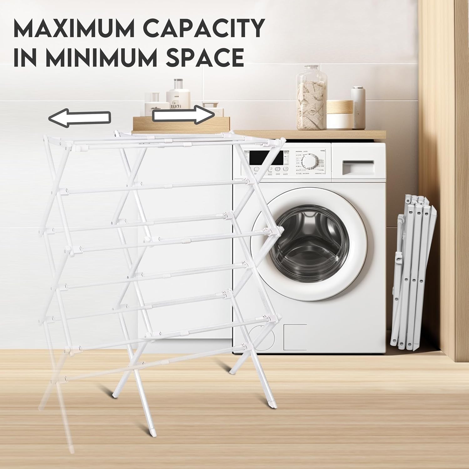 3 Tier Clothes Airer Indoor Drying Rack Foldable Space Saving Laundry Horse