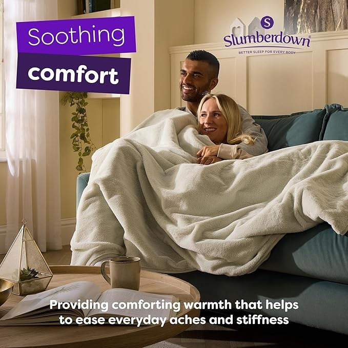 Electric Heated Throw Blanket Luxury Fleece 10 Heat Timer Washable 130x160cm