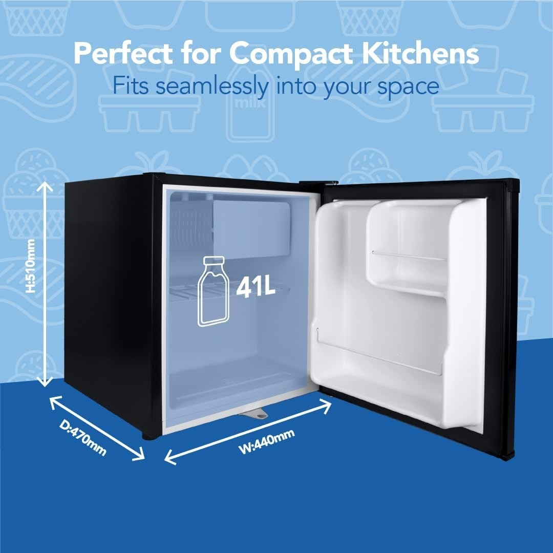 41L Table Top Fridge Lockable Reversible Ice Compartment Black