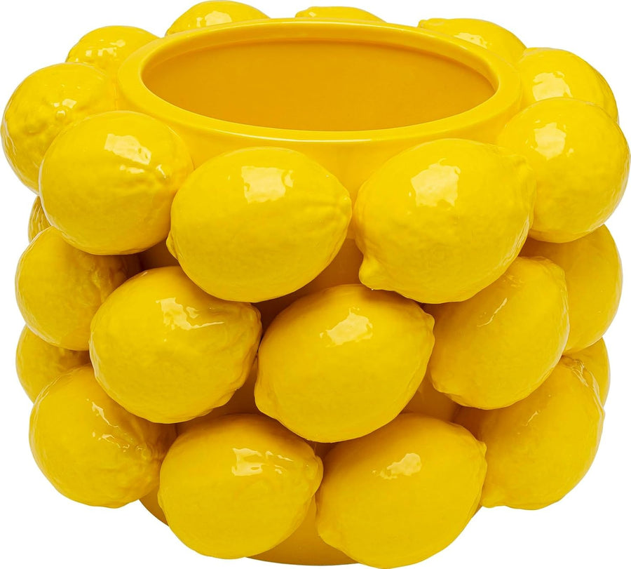 Yellow Lemon Ceramic Vase 26cm Modern Statement Table Home Decor