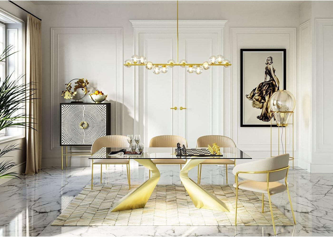 Luxury Metallic Gold & Silver Chess Set 60cm – Premium Decorative Board Game