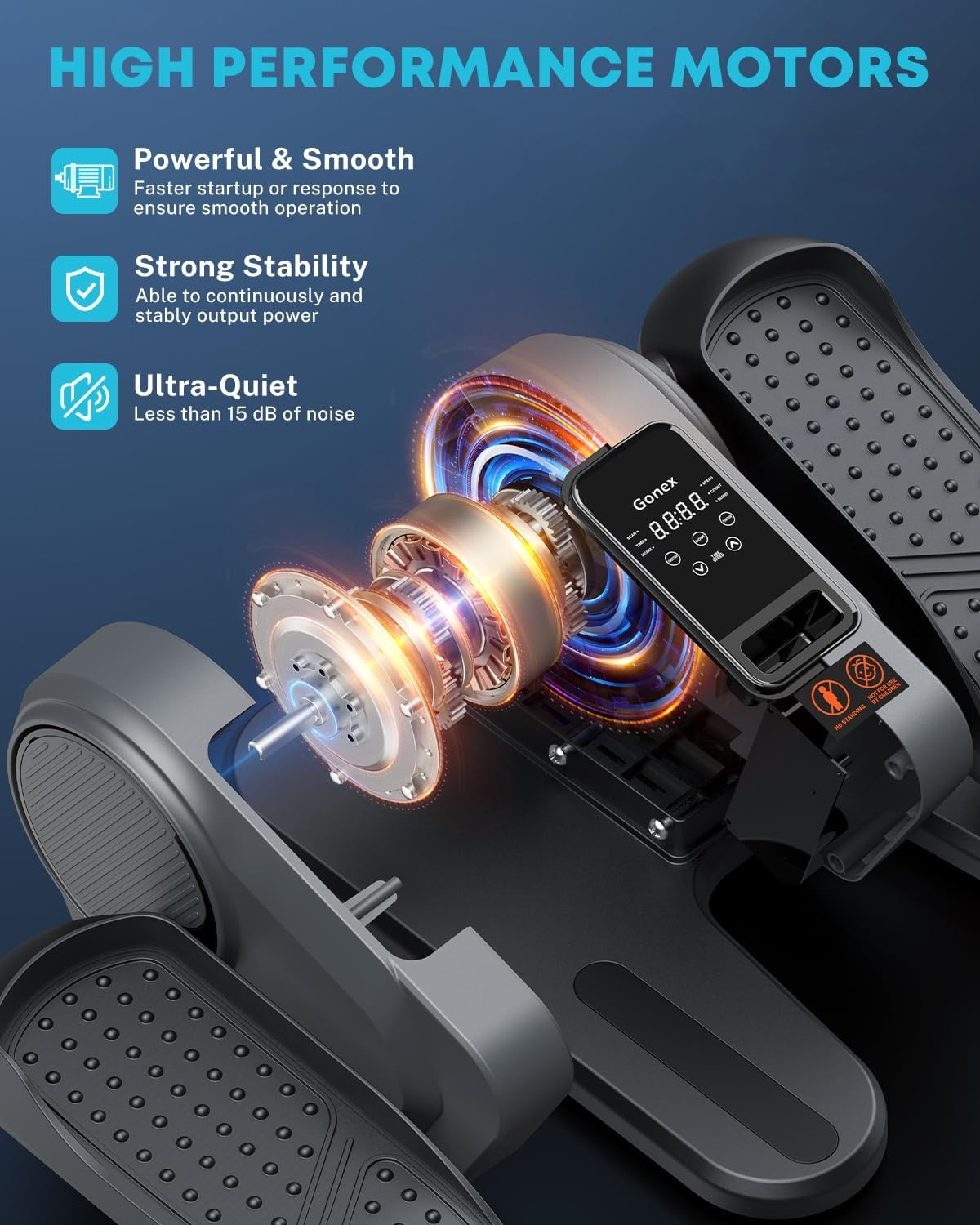 Under Desk Elliptical Pedal Exerciser Quiet Remote Auto Manual 16 Speed