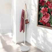 Modern Standing Coat Rack Tree White Wood Accents Entryway Organizer
