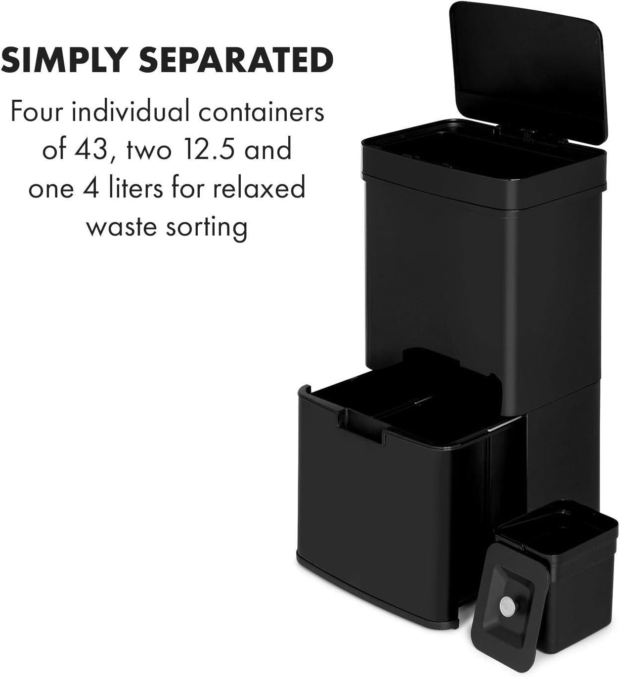 72L Touchless Kitchen Bin | Automatic Sensor Trash Can Black Stainless