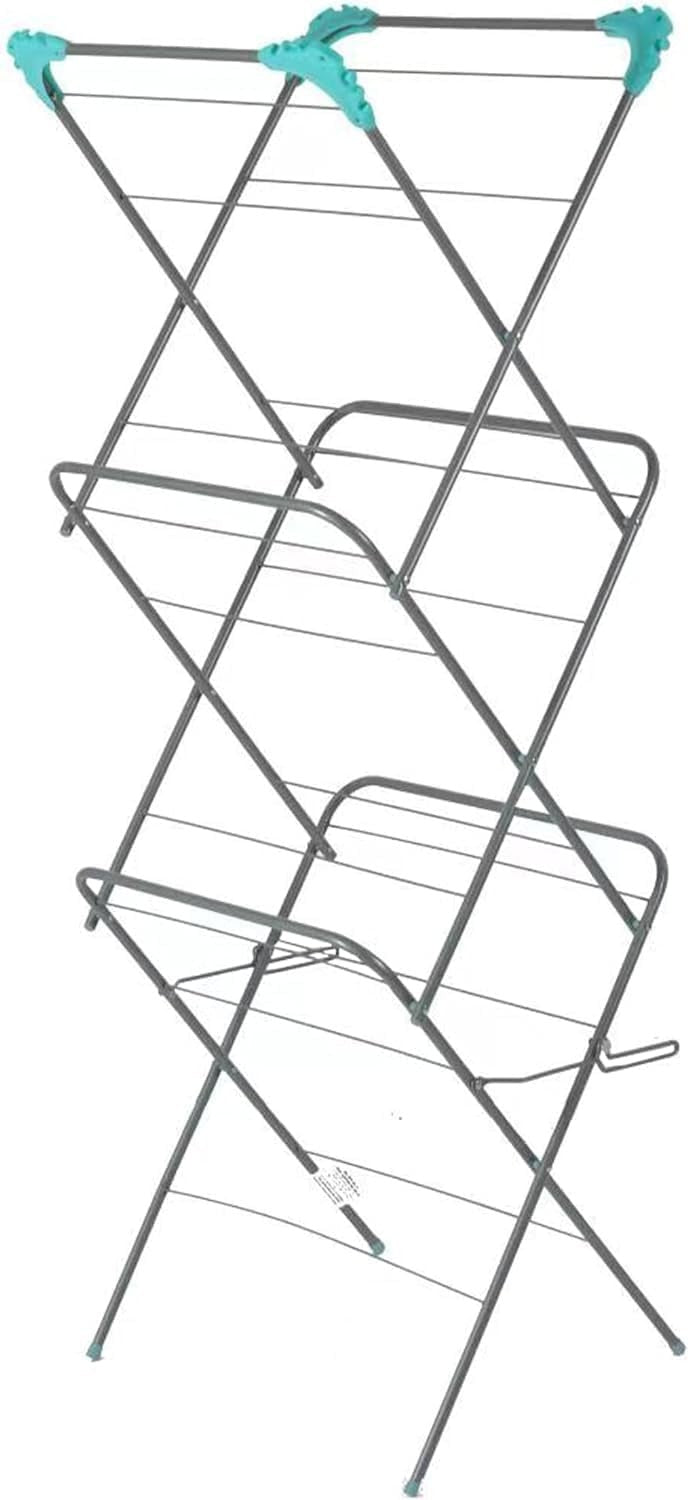 3 Tier Clothes Airer 16m Folding Drying Rack Space Saving Indoor Outdoor