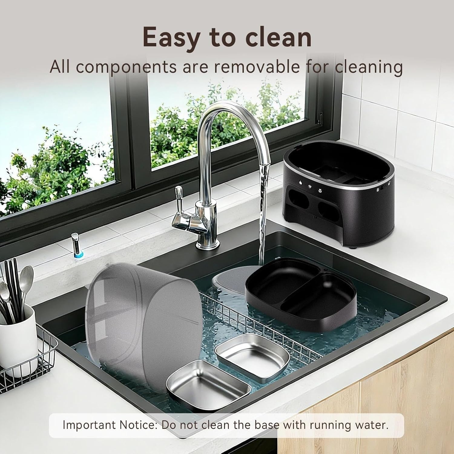 8L Automatic Cat Feeder 2 Bowls WiFi App Control Timer Food Dispenser