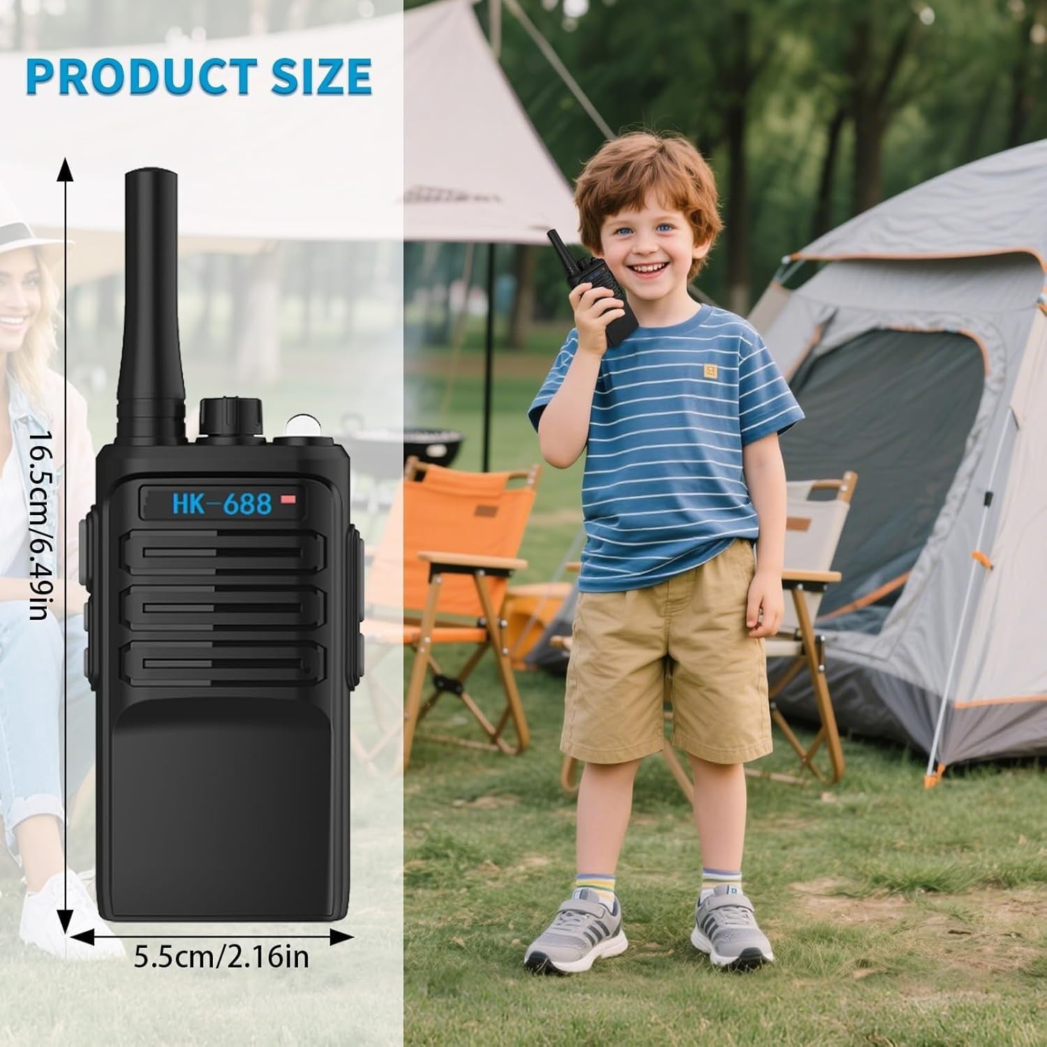 Kids Walkie Talkies Rechargeable 3KM Long Range LED 8 Channel Gift