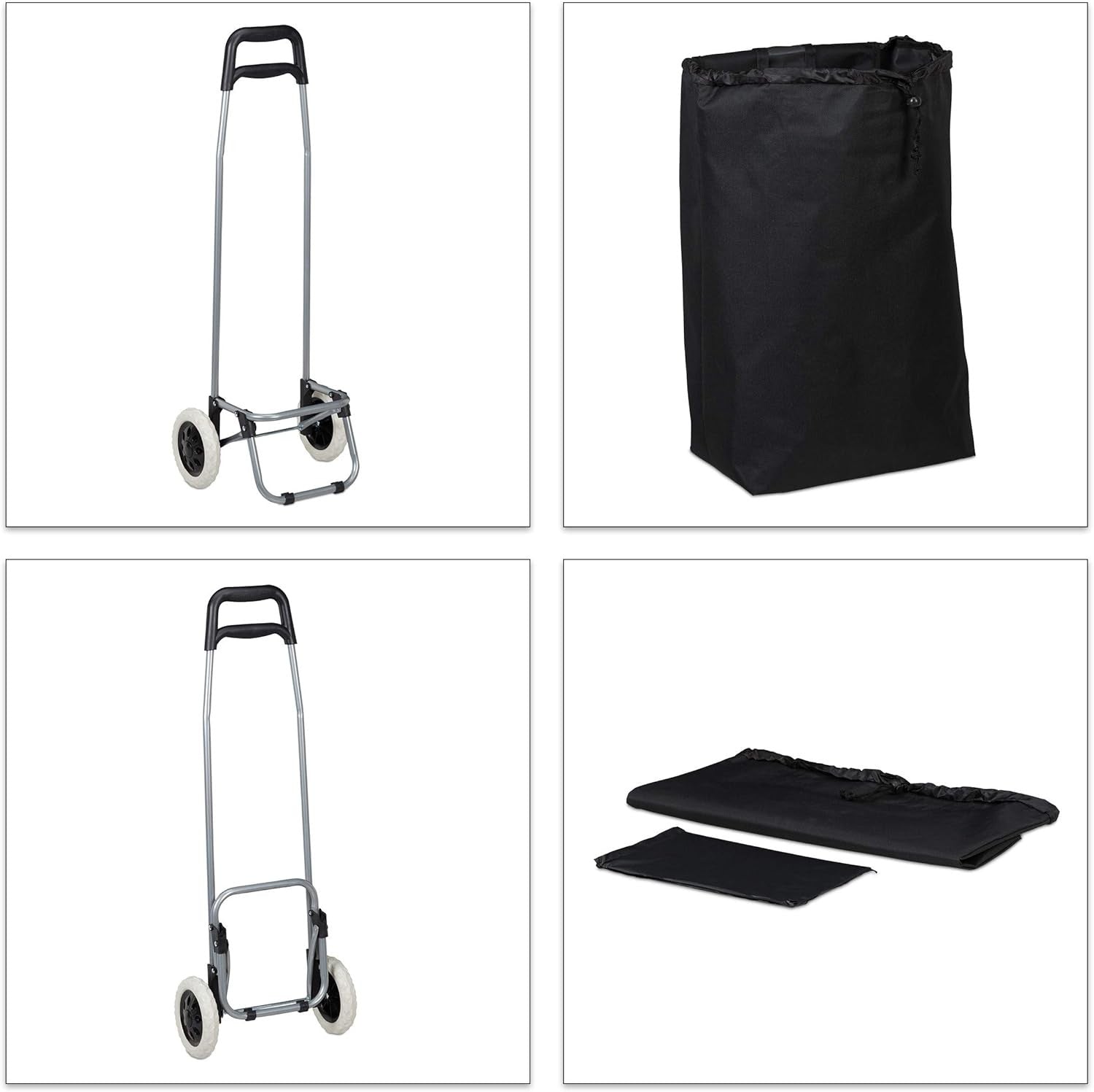 Folding Shopping Trolley with Wheels Removable Grocery Bag 28L Lightweight