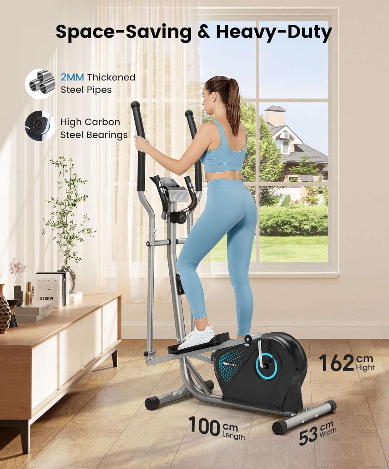 Ultra-Quiet Elliptical Cross Trainer 16-Level Resistance Home Gym