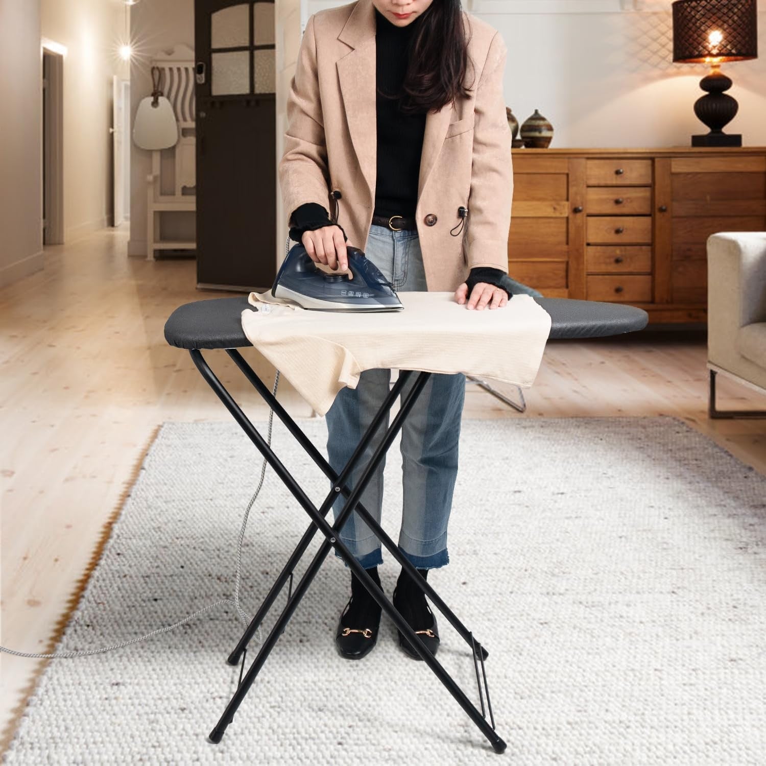 Compact Ironing Board Foldable Heat Resistant Cover Easy Storage 90cm