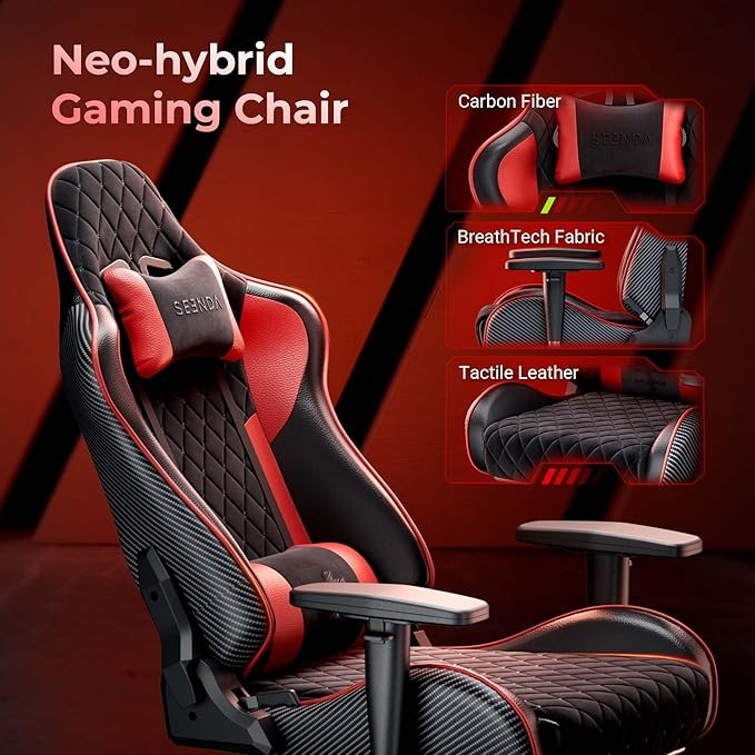 Seenda GCPro-10 Gaming Chair w/ Footrest Black & Red