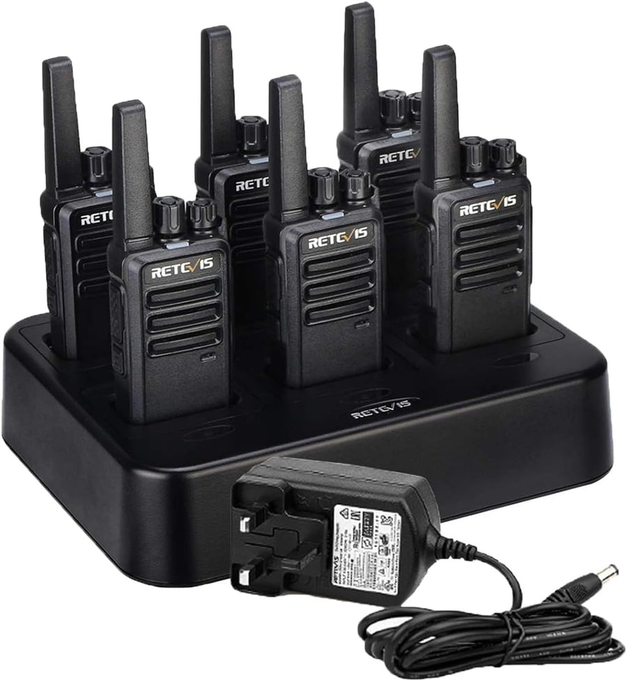 Professional Walkie Talkies 6 Pack Long Range 2 Way Radio Charger VOX