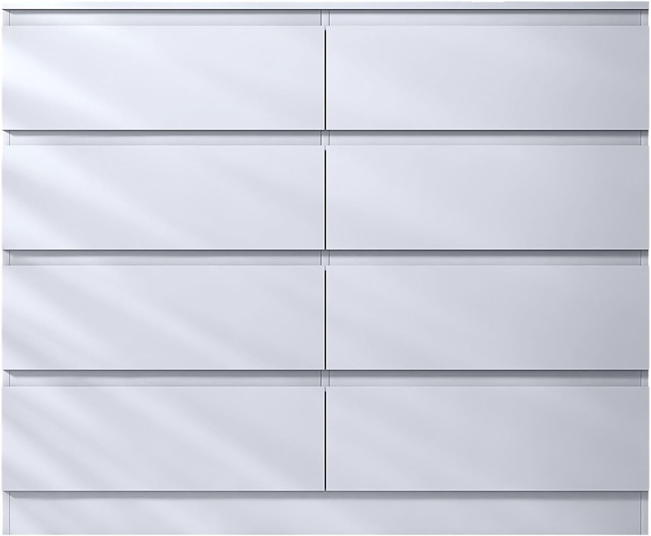 Matt White 8 Drawer Chest Modern Wide Storage Unit Scratch Resistant