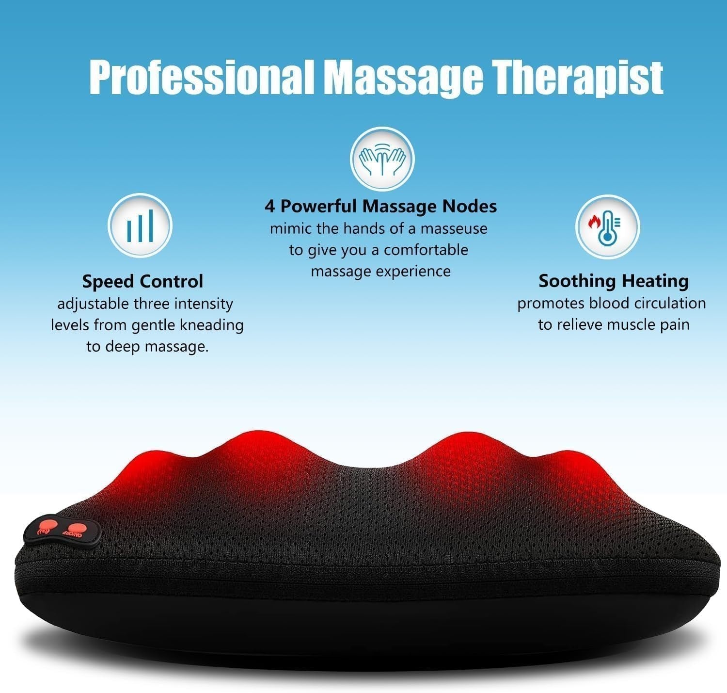 Shiatsu Back & Neck Massager with Heat Deep Tissue Kneading Massage Pillow