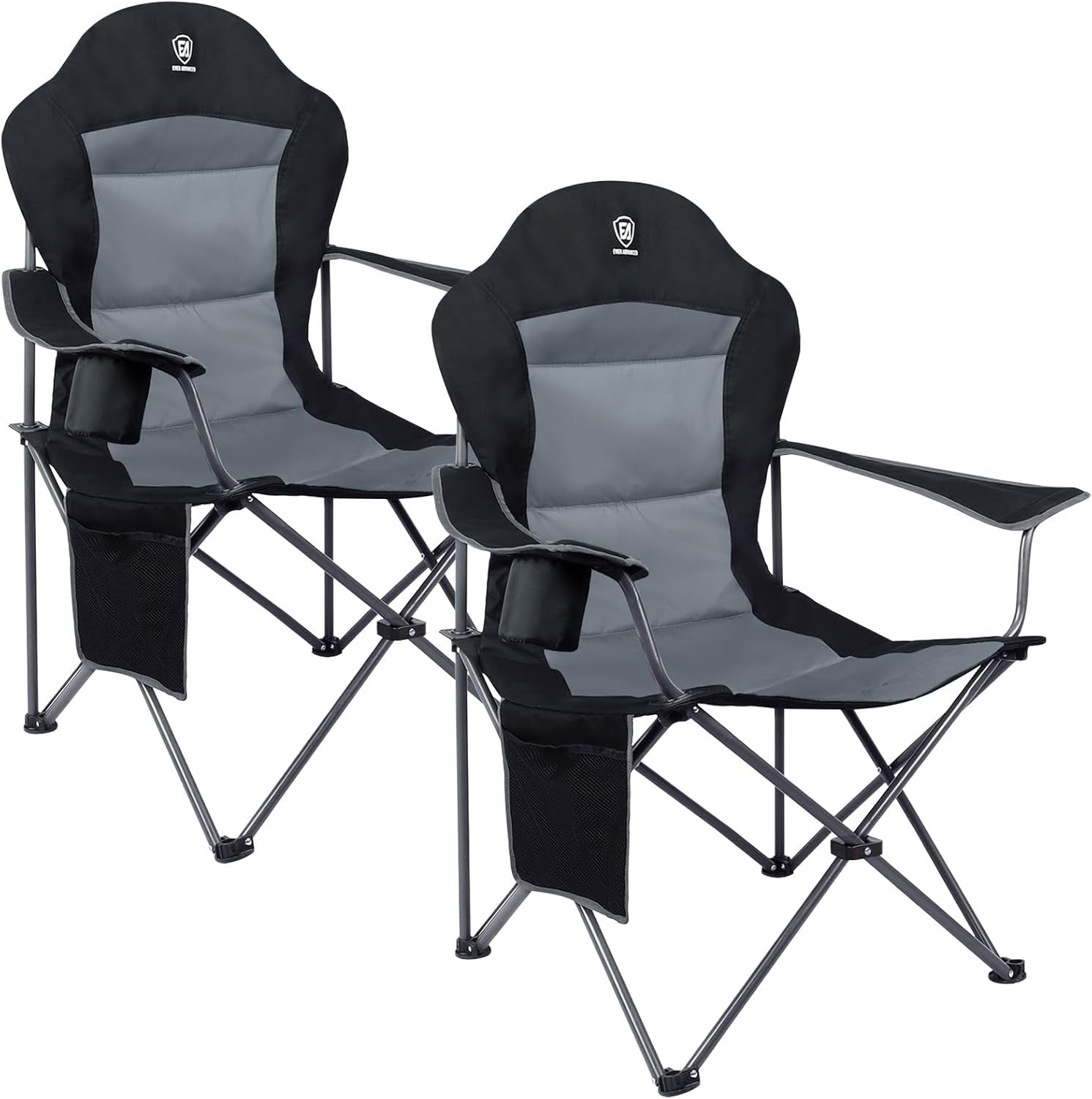 Heavy Duty Folding Camping Chair 160kg Comfy High Back Armrest Cup Holder
