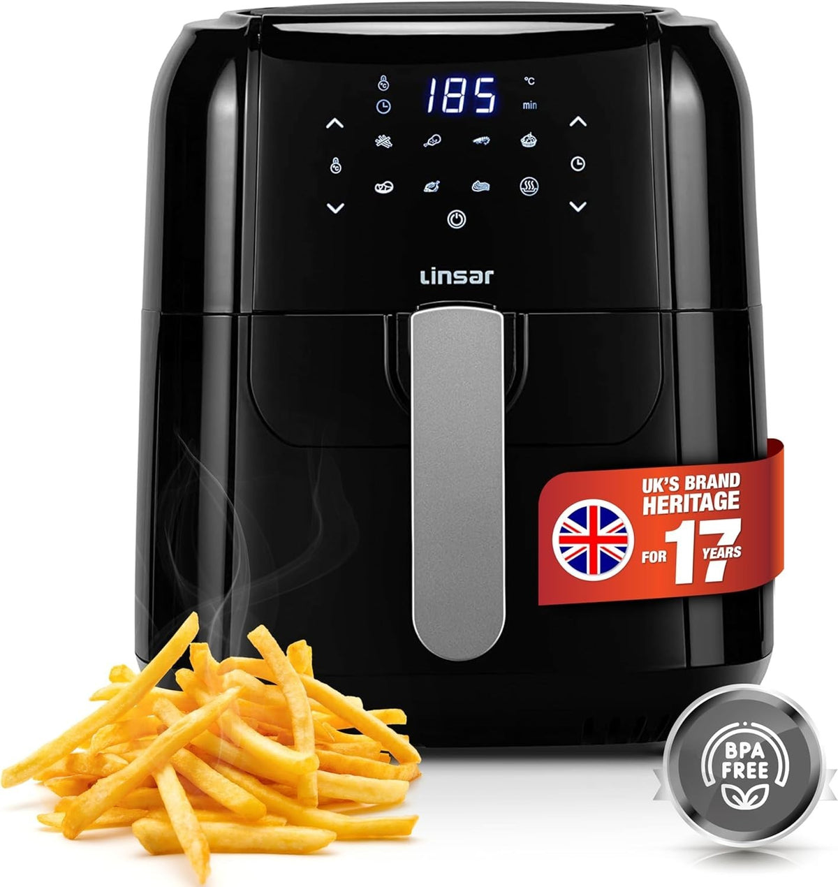 Air Fryer 5.5L Digital Touch 7 Programs 1400W Oil Free Rapid Air Basket