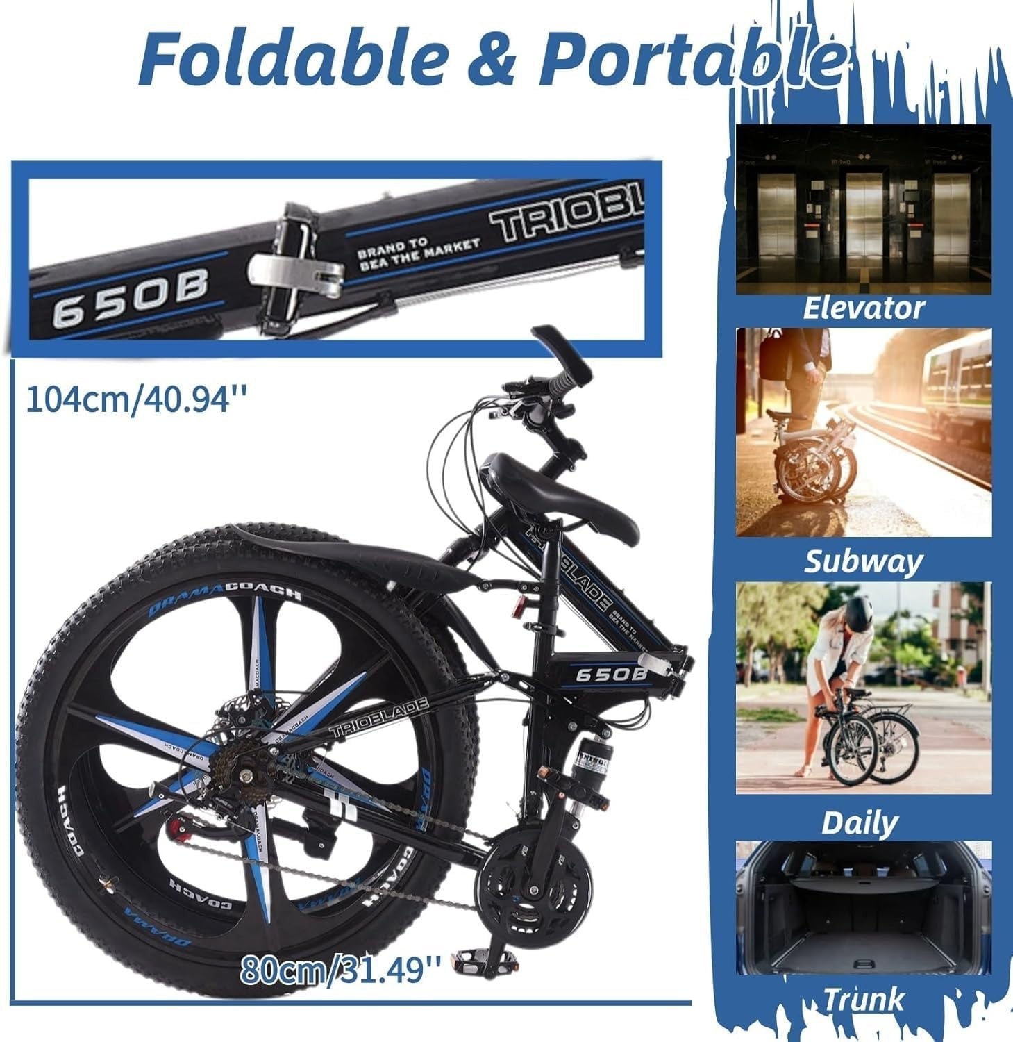 27.5" Foldable Mountain Bike Dual Suspension 21-Speed Lightweight MTB