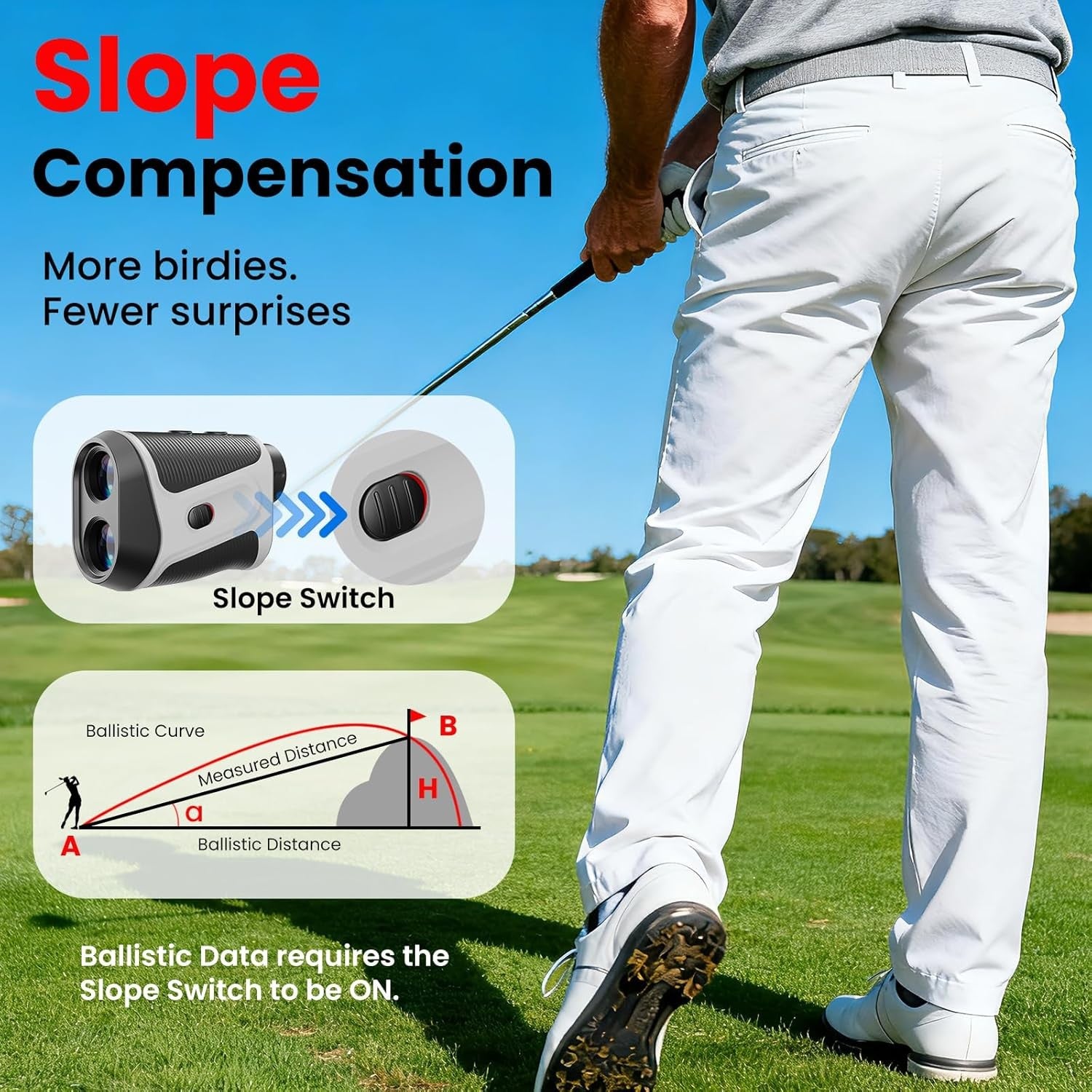 Golf Rangefinder with Slope 1200Y Flag Lock 7X Zoom Magnetic Rechargeable