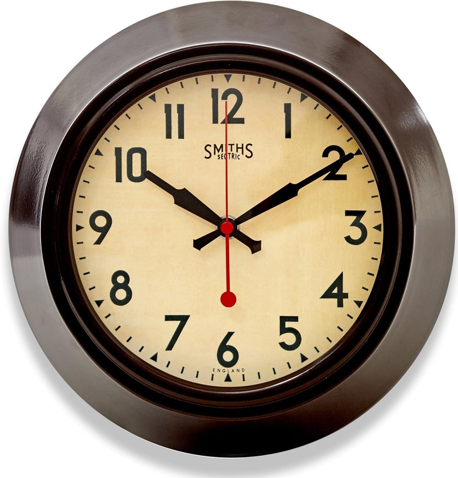 Vintage Style Silent Wall Clock 25.5cm Metal Frame Retro Office Home Decor